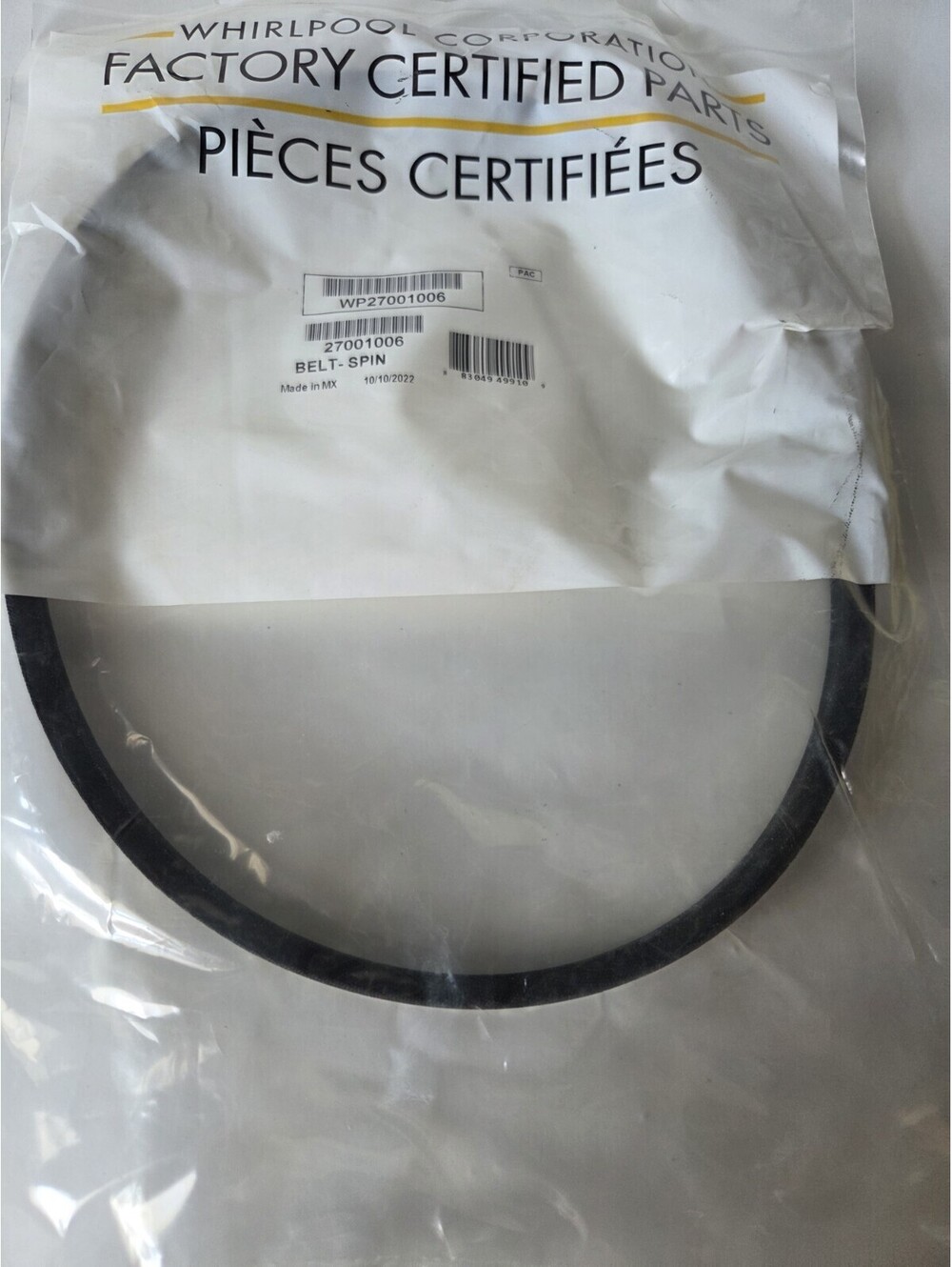 27001006 Washer Drive Belt OEM Whirpool Amana Maytag Washing Machine 38174 A22